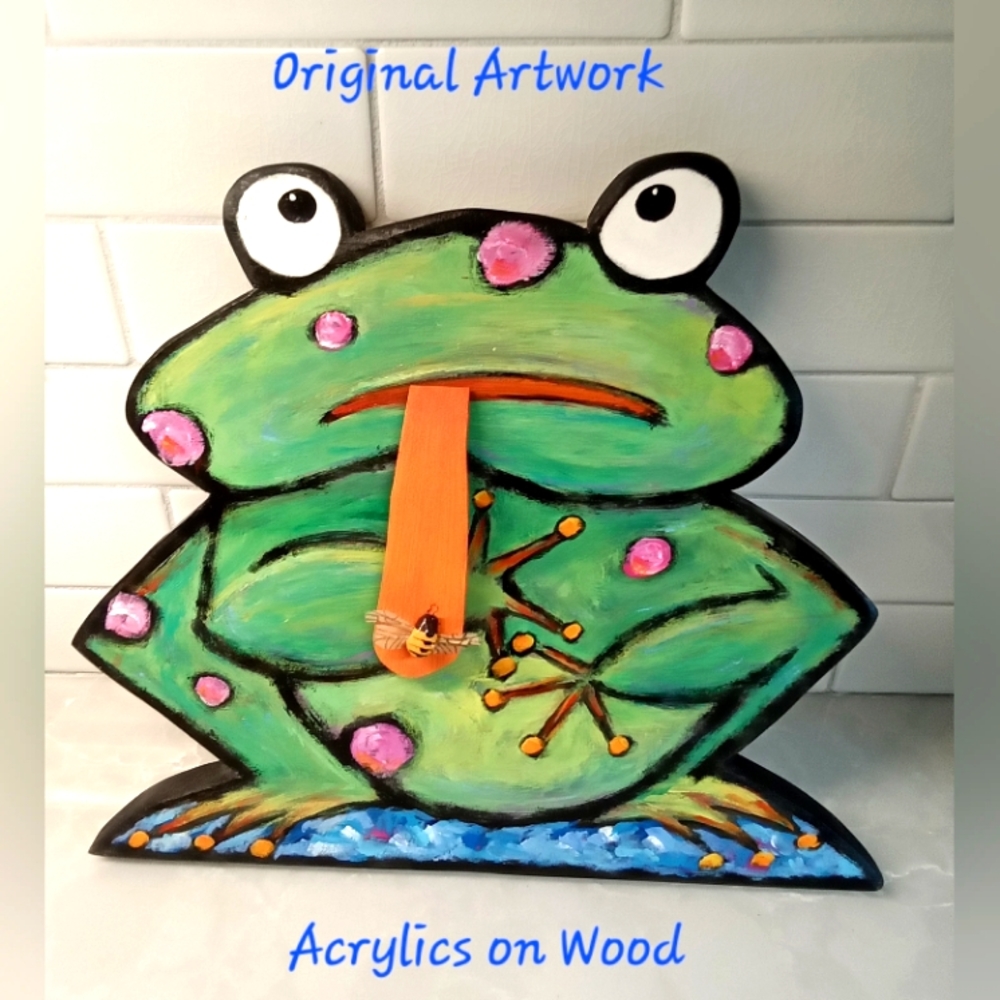 Original Frog Art ~ 30a Florida Artist Beeb Benson ~ Whimsical Acrylics on Wood!